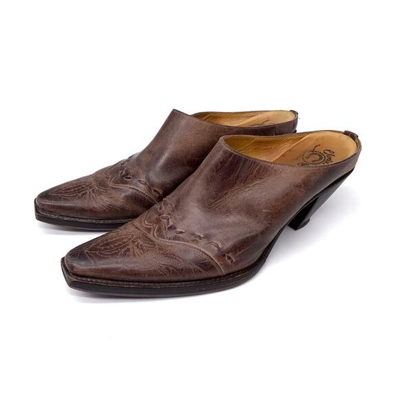 CHARLIE 1 HORSE Cowboy Mules Brown Leather 10B - Picture 1 of 16